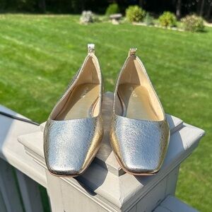 Metallic Gold/Silver Women’s Square-Toe Flats